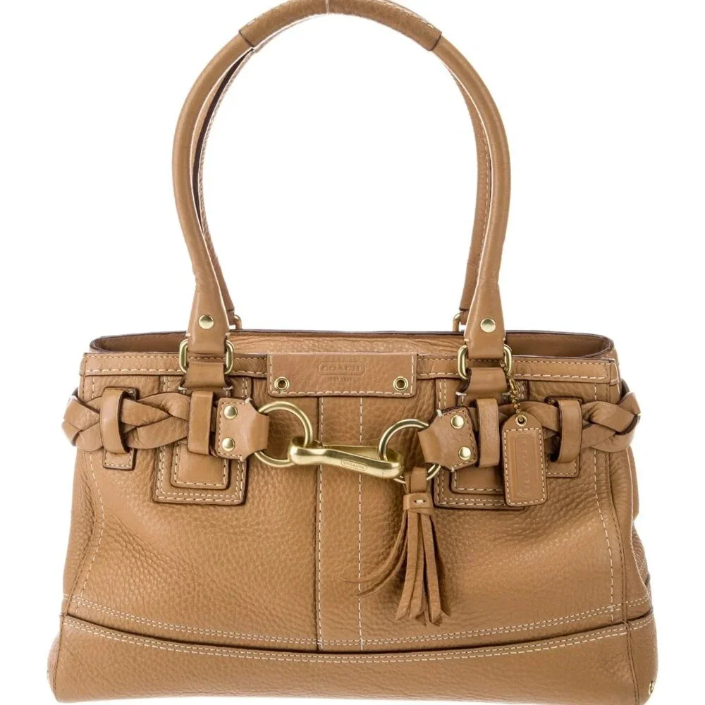 Euc Vintage Coach Hampton Leather Handbag Tote Bag Satchel